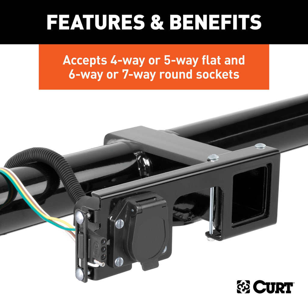 CURT 58000 Easy-Mount Wiring Bracket for 4 or 5-Flat & 6 or 7-Round (2" Receiver)