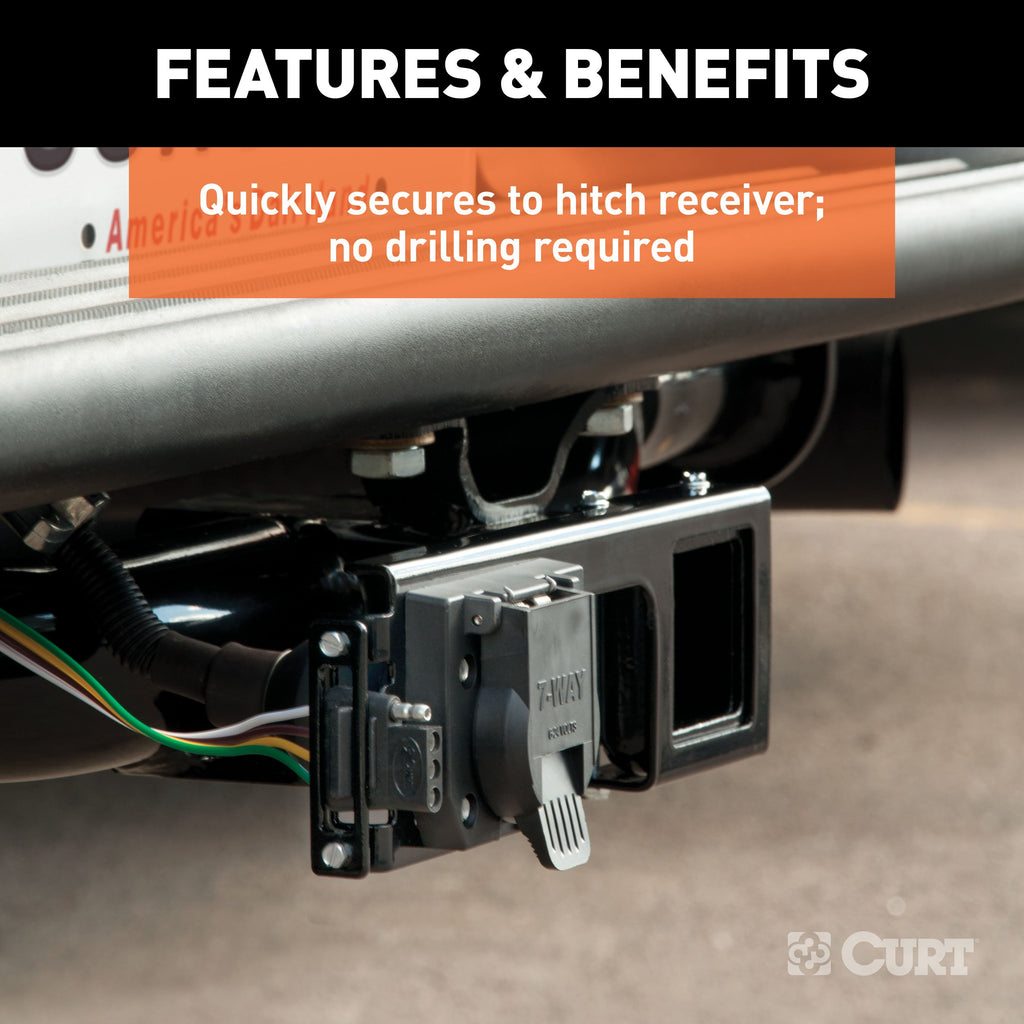 CURT 58000 Easy-Mount Wiring Bracket for 4 or 5-Flat & 6 or 7-Round (2" Receiver)
