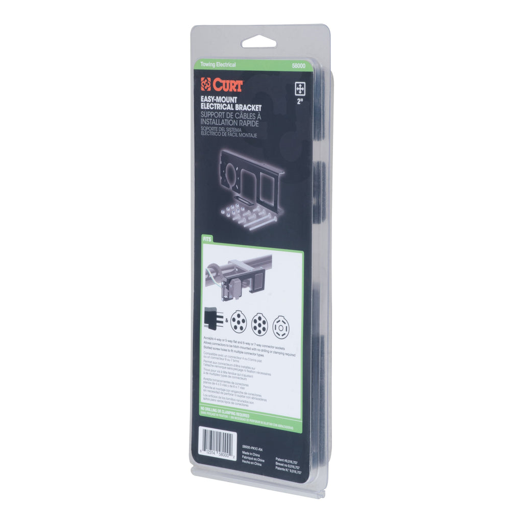 CURT 58000 Easy-Mount Wiring Bracket for 4 or 5-Flat & 6 or 7-Round (2" Receiver)