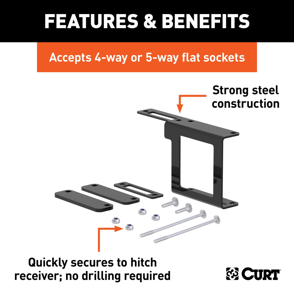 CURT 58001 Easy-Mount Wiring Bracket for 4 or 5-Way Flat (2" Receiver)