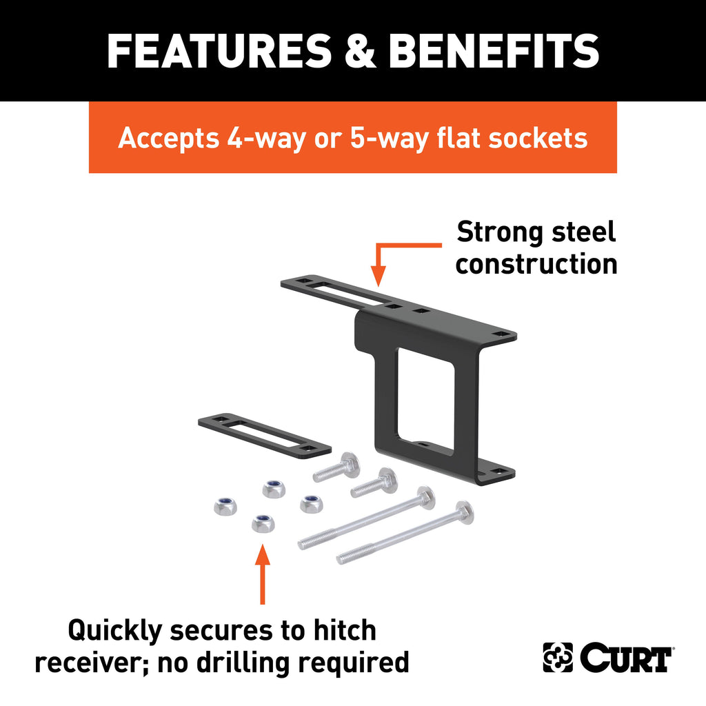 CURT 58002010 Easy-Mount Wiring Brackets for 4 or 5-Way Flat (1-1/4" Receiver, 10-Pack)
