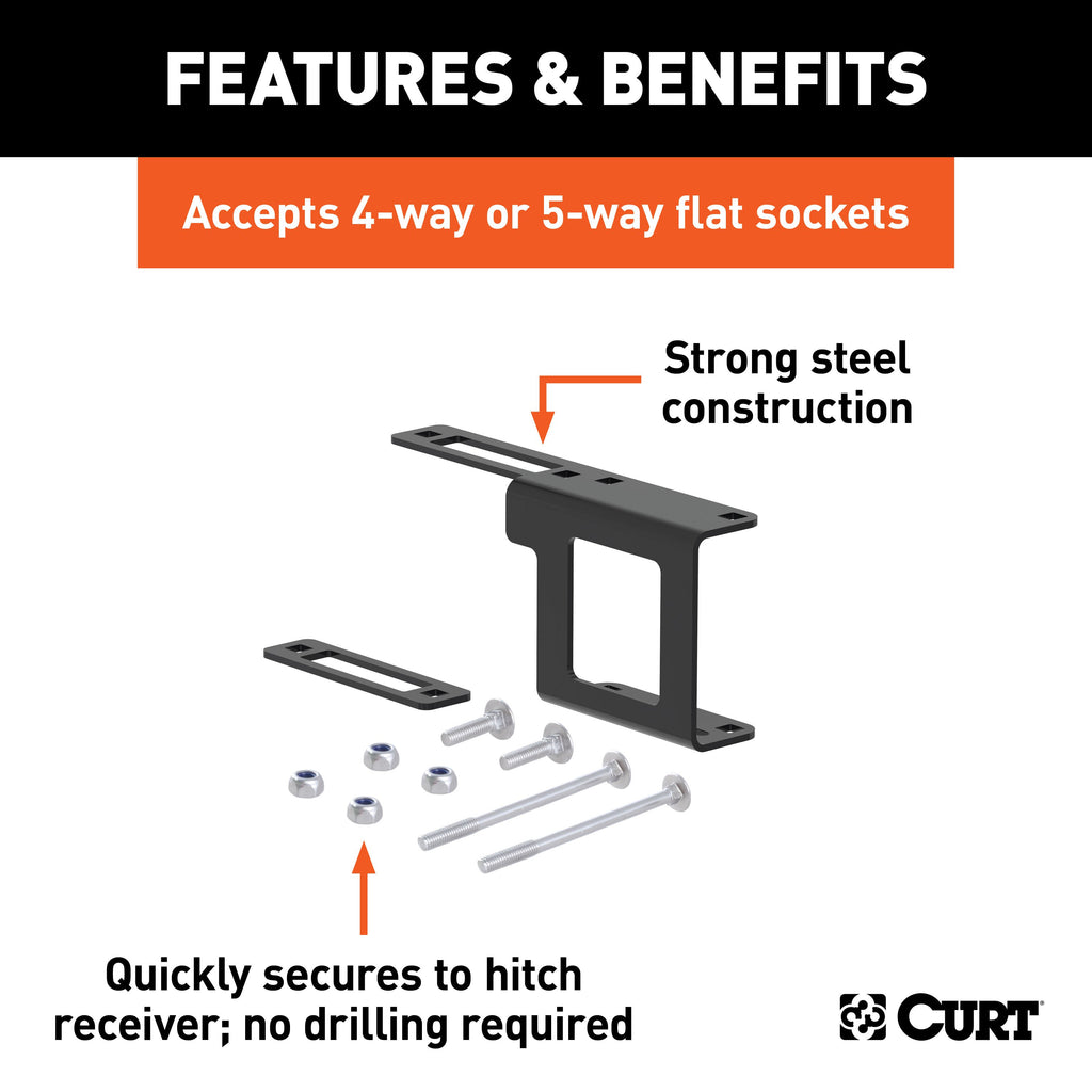 CURT 58002 Easy-Mount Wiring Bracket for 4 or 5-Way Flat (1-1/4" Receiver)
