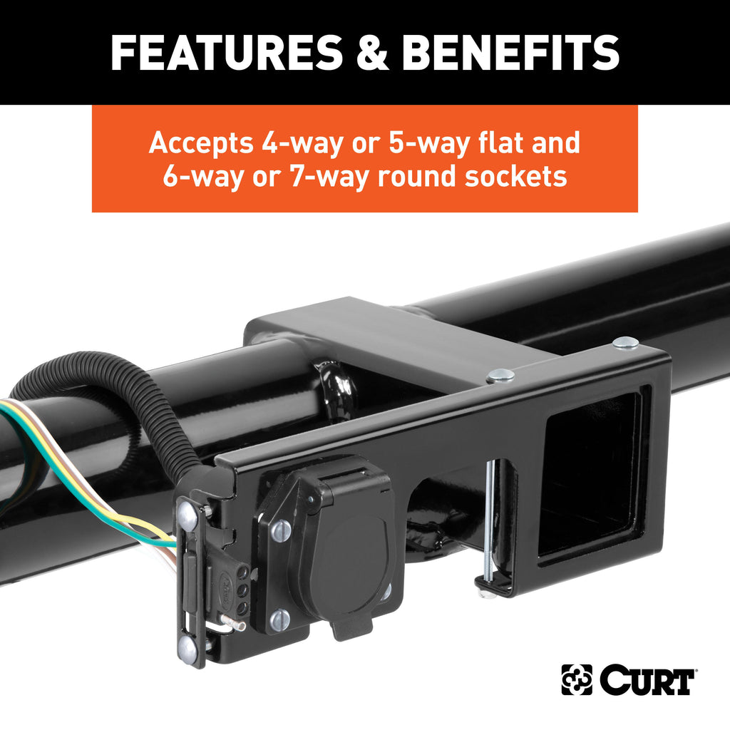 CURT 58003 Easy-Mount Wiring Bracket for 4 or 5-Flat & 6 or 7-Round (2-1/2" Receiver)