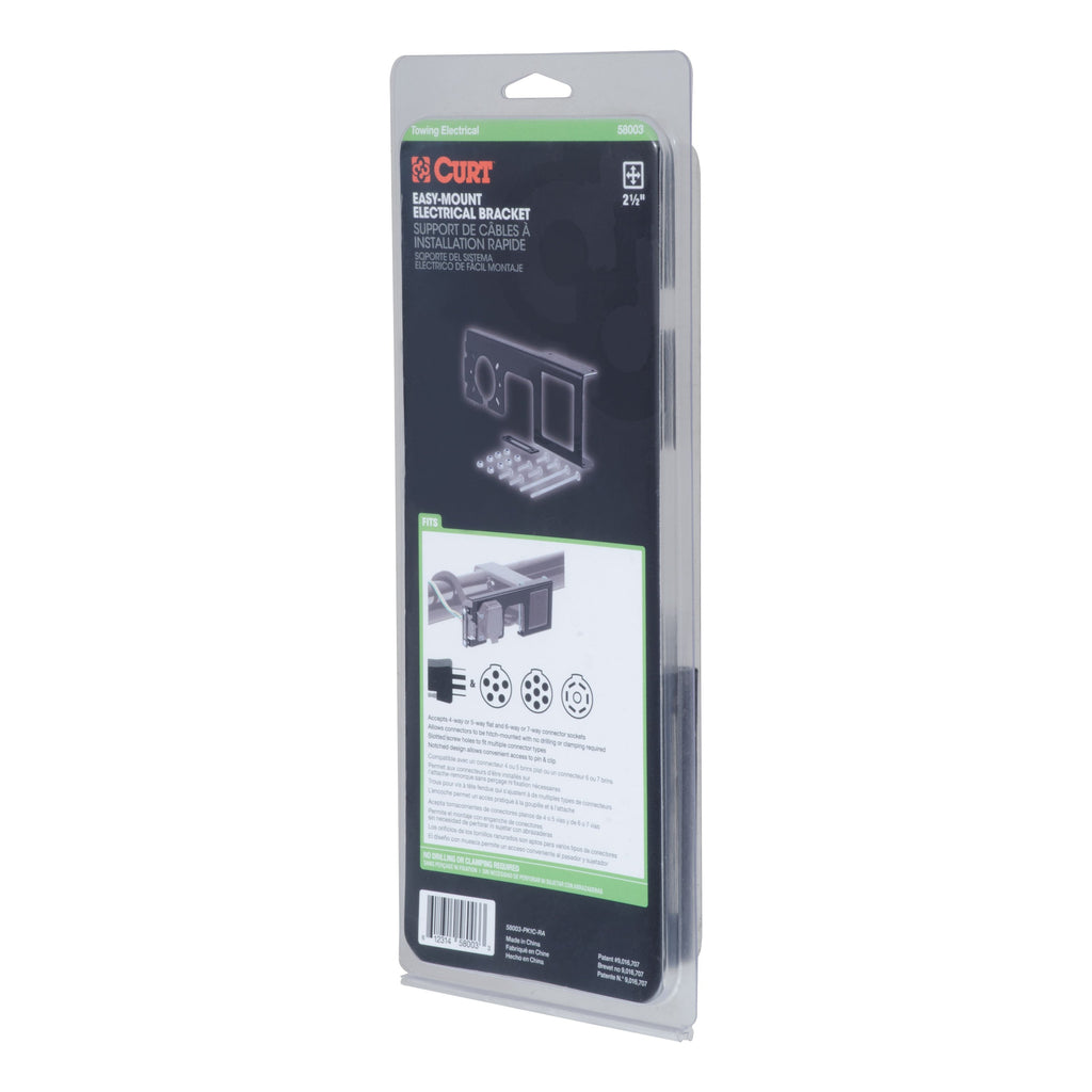 CURT 58003 Easy-Mount Wiring Bracket for 4 or 5-Flat & 6 or 7-Round (2-1/2" Receiver)