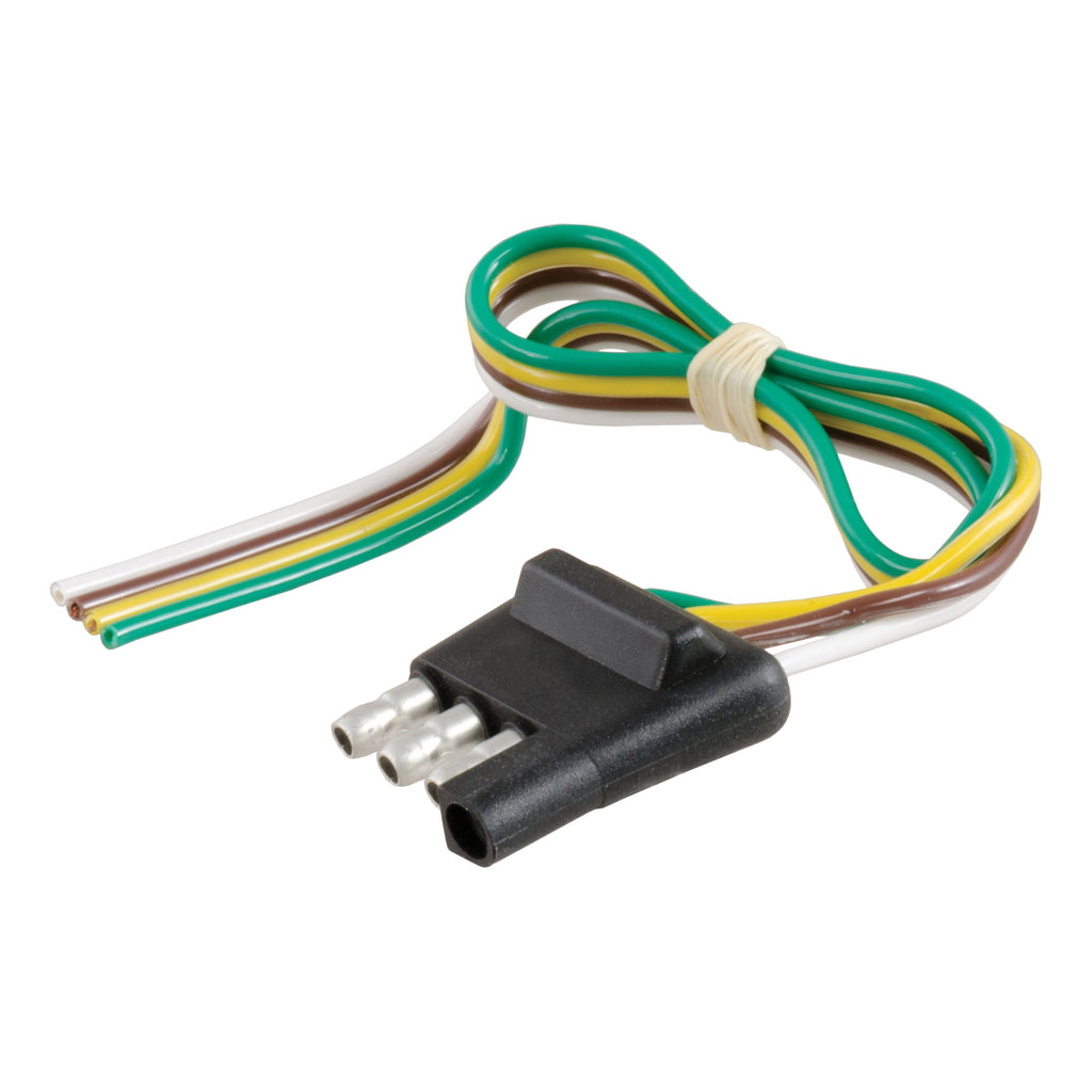 CURT 58030 4-Way Flat Connector Plug with 12" Wires (Trailer Side)