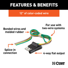 Load image into Gallery viewer, CURT 58030 4-Way Flat Connector Plug with 12" Wires (Trailer Side)