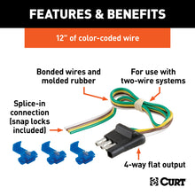 Load image into Gallery viewer, CURT 58033 4-Way Flat Connector Plug with 12" Wires and Hardware (Trailer Side, Packaged)
