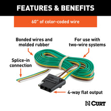 Load image into Gallery viewer, CURT 58041 4-Way Flat Connector Socket with 60" Wires (Vehicle Side, Packaged)