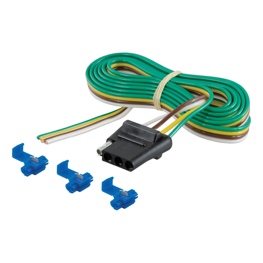 CURT 58044 4-Way Flat Connector Socket with 60" Wires & Hardware (Vehicle Side, Packaged)