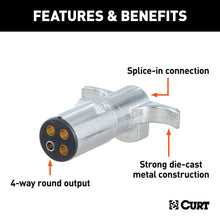 Load image into Gallery viewer, CURT 58061 4-Way Round Connector Plug (Trailer Side, Packaged)