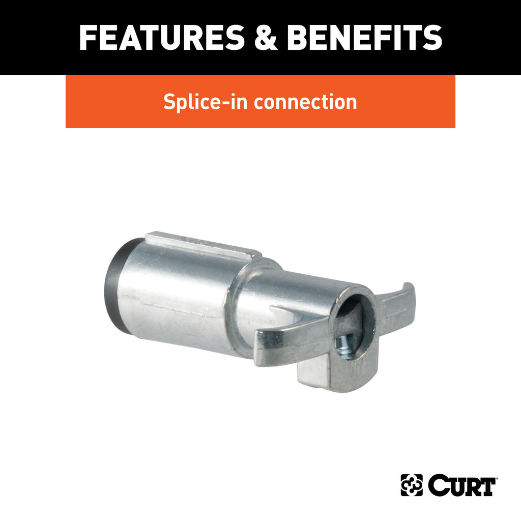 CURT 58080 6-Way Round Connector Plug (Trailer Side, Diecast Metal)