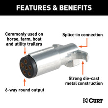 Load image into Gallery viewer, CURT 58081 6-Way Round Connector Plug (Trailer Side, Packaged)