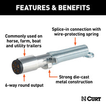 Load image into Gallery viewer, CURT 58083 6-Way Round Connector Plug with Spring (Trailer Side, Packaged)