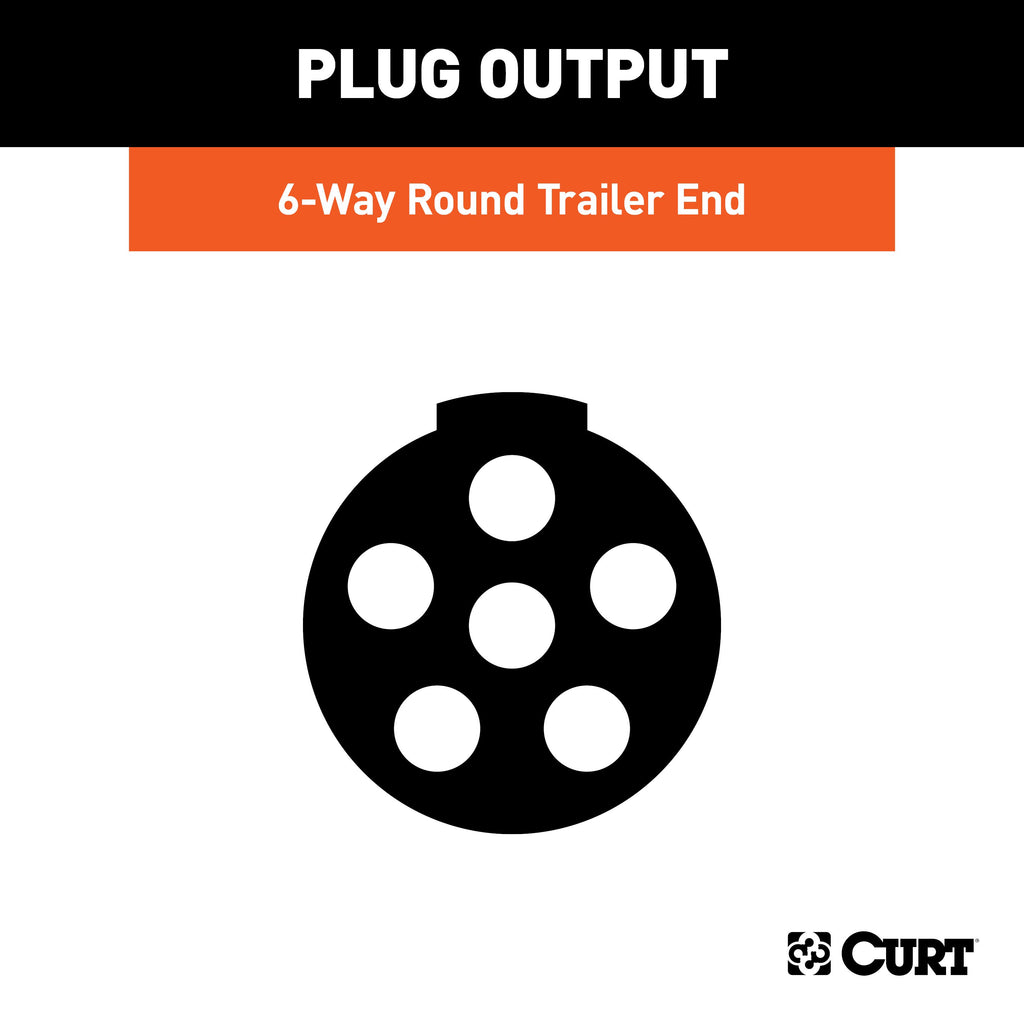 CURT 58083 6-Way Round Connector Plug with Spring (Trailer Side, Packaged)