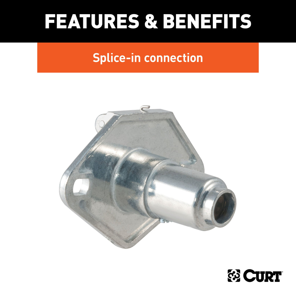 CURT 58090 6-Way Round Connector Socket (Vehicle Side, Diecast Metal)
