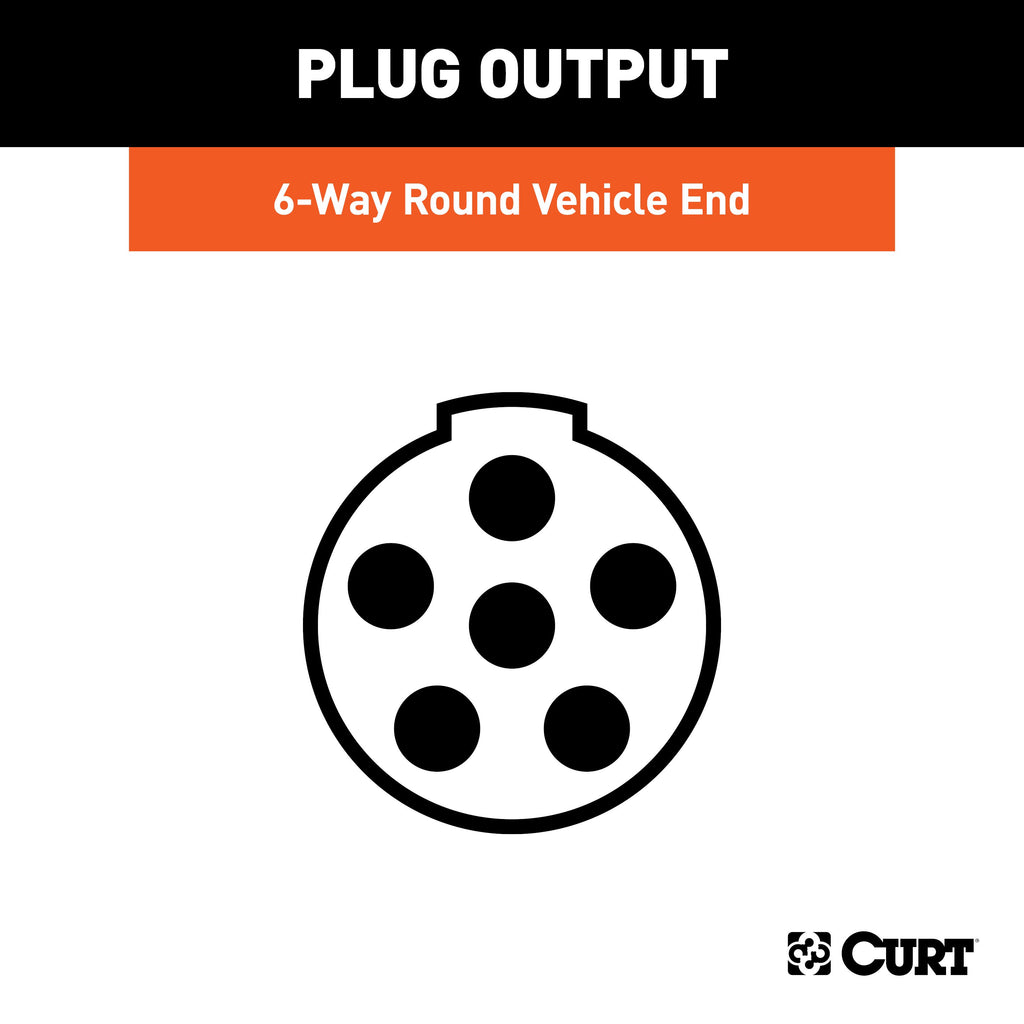 CURT 58091 6-Way Round Connector Socket (Vehicle Side, Packaged)