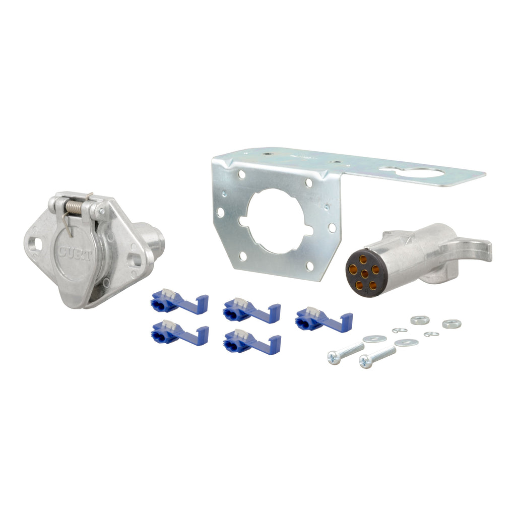 CURT 58093 6-Way Round Connector Plug & Socket with Hardware (Packaged)