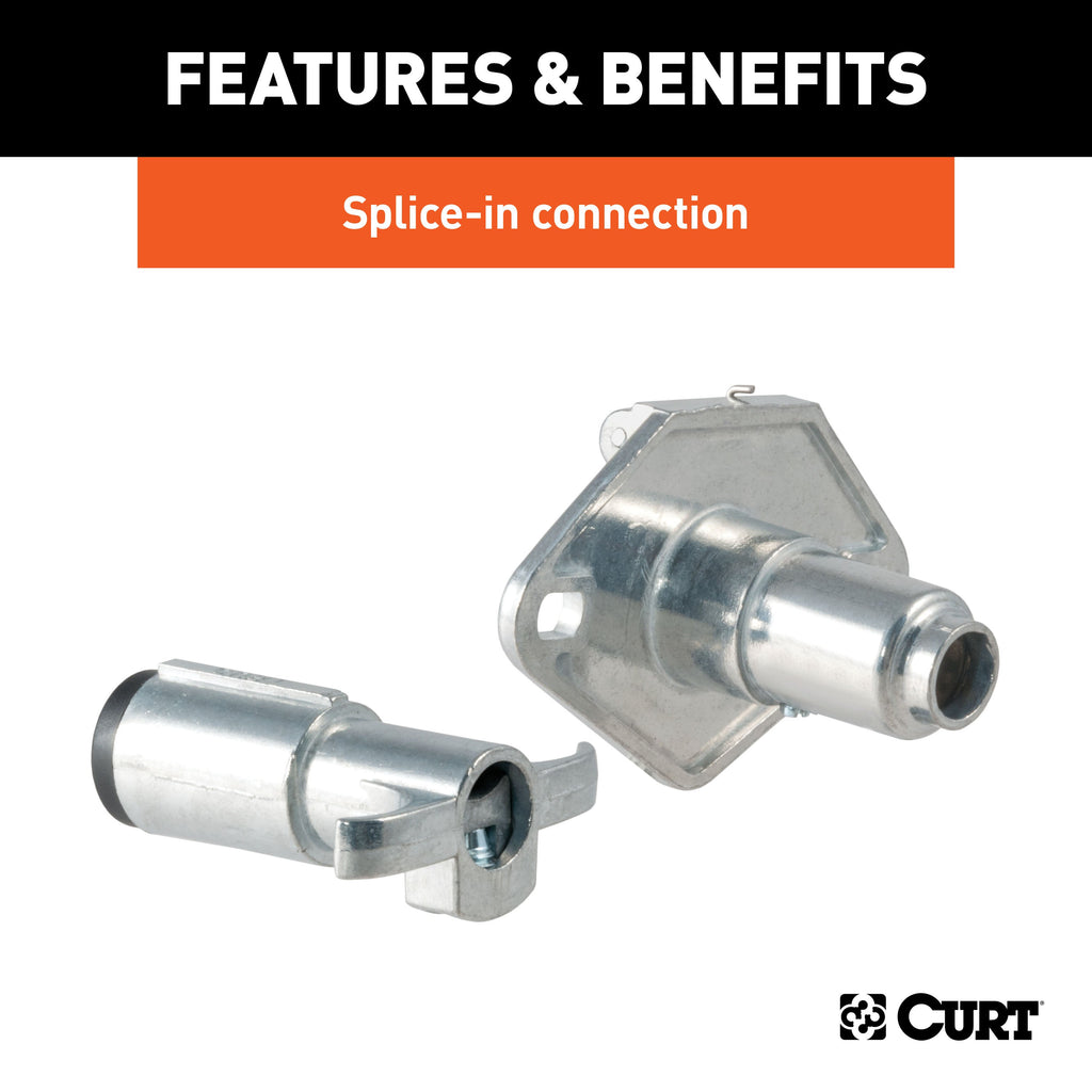 CURT 58093 6-Way Round Connector Plug & Socket with Hardware (Packaged)