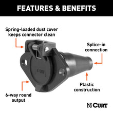Load image into Gallery viewer, CURT 58130 6-Way Round Connector Socket (Vehicle Side, Black Plastic)