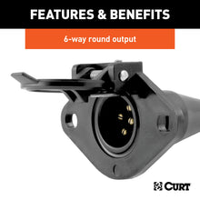 Load image into Gallery viewer, CURT 58130 6-Way Round Connector Socket (Vehicle Side, Black Plastic)
