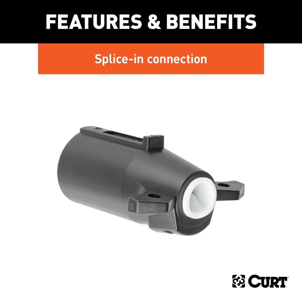 CURT 58140 7-Way RV Blade Connector Plug (Trailer Side, Black Plastic)