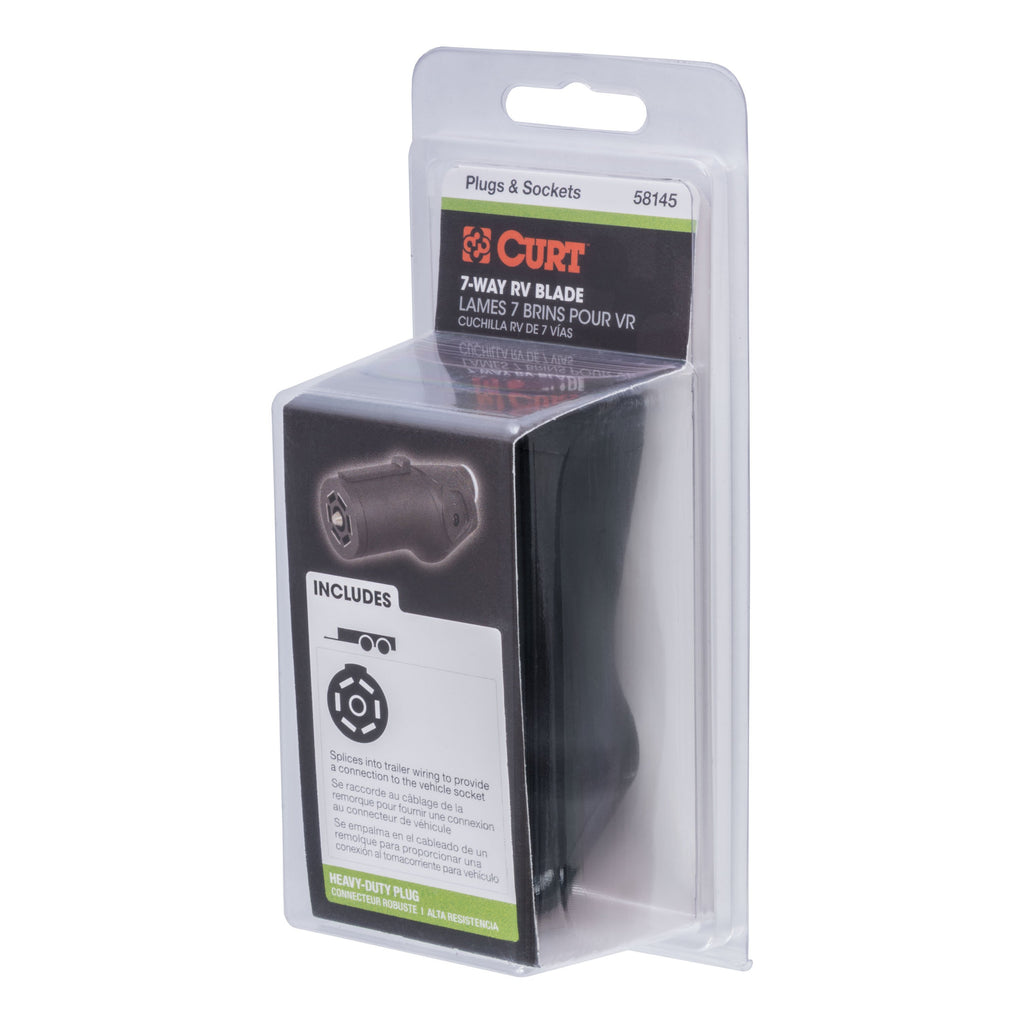 CURT 58145 Heavy-Duty 7-Way RV Blade Connector Plug (Trailer Side)