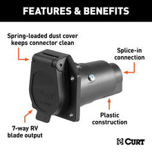 Load image into Gallery viewer, CURT 58150 7-Way RV Blade Connector Socket (Vehicle Side, Black Plastic)
