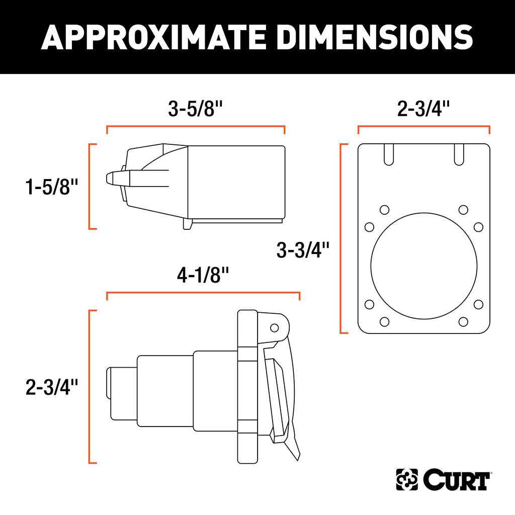 CURT 58152 7-Way RV Blade Connector Plug & Socket with Hardware (Packaged)