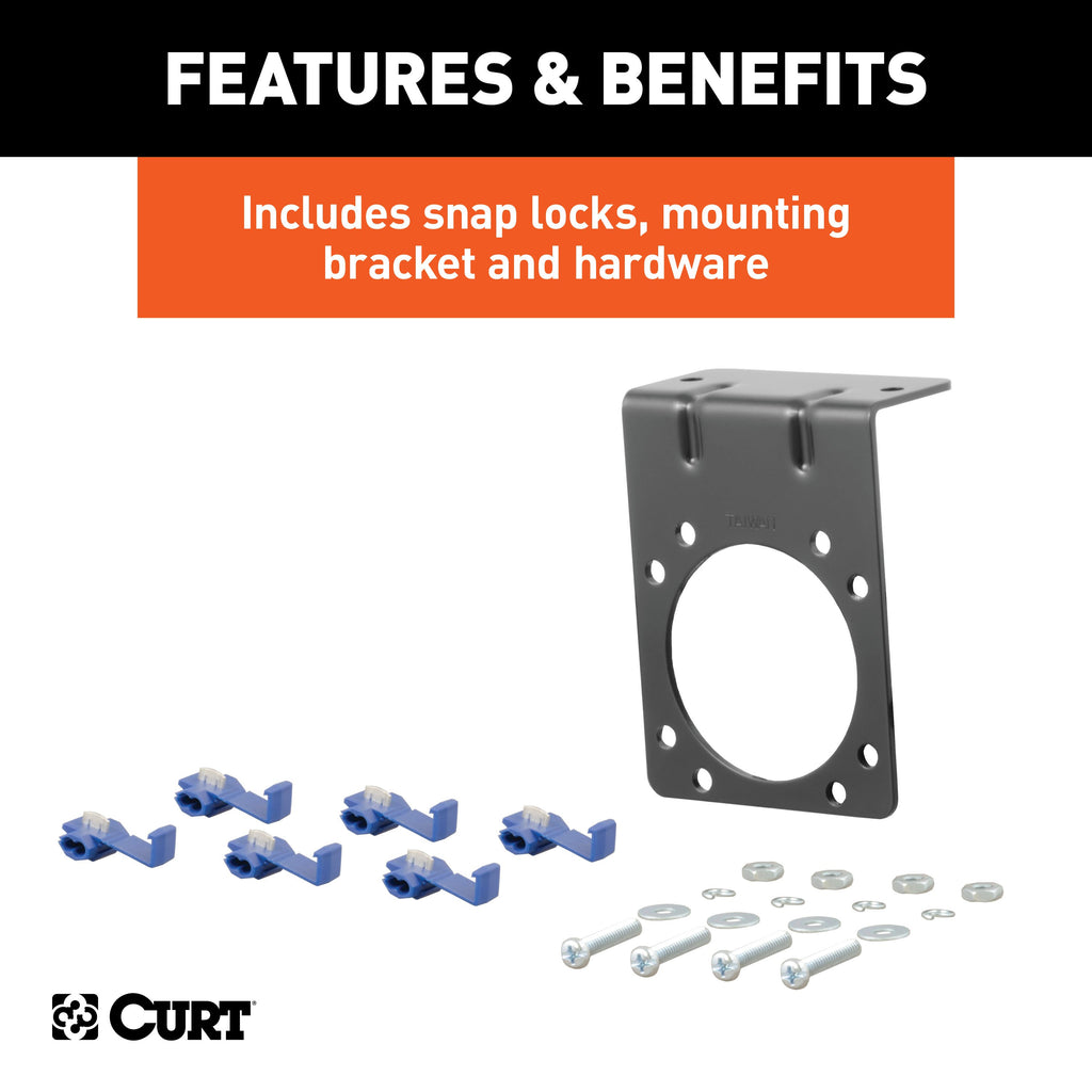 CURT 58152 7-Way RV Blade Connector Plug & Socket with Hardware (Packaged)