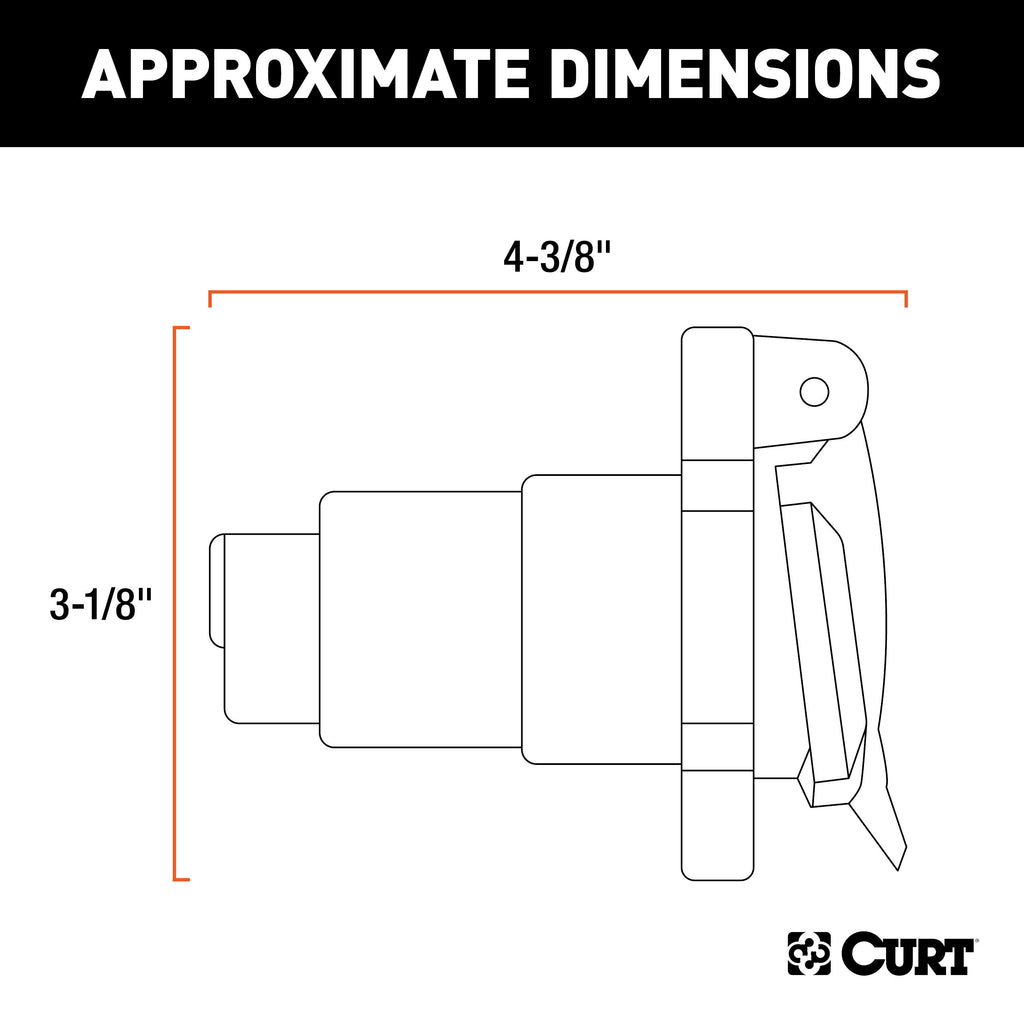 CURT 58155 Heavy-Duty 7-Way RV Blade Connector Socket (Vehicle Side)