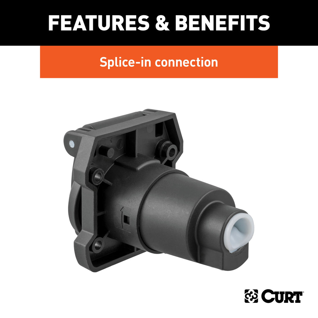 CURT 58155 Heavy-Duty 7-Way RV Blade Connector Socket (Vehicle Side)