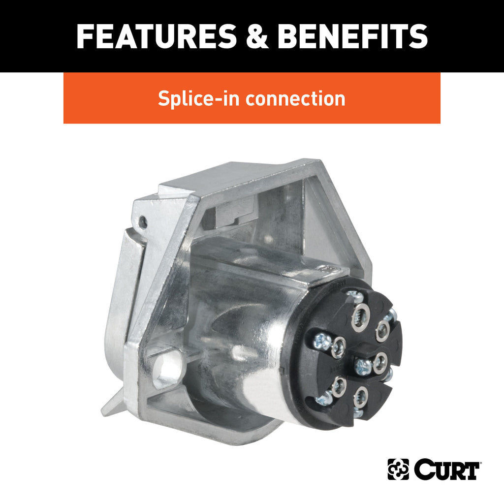CURT 58170 7-Way Round Connector Socket (Vehicle Side)