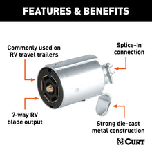 Load image into Gallery viewer, CURT 58190 7-Way RV Blade Connector Plug (Trailer Side, Diecast Metal)