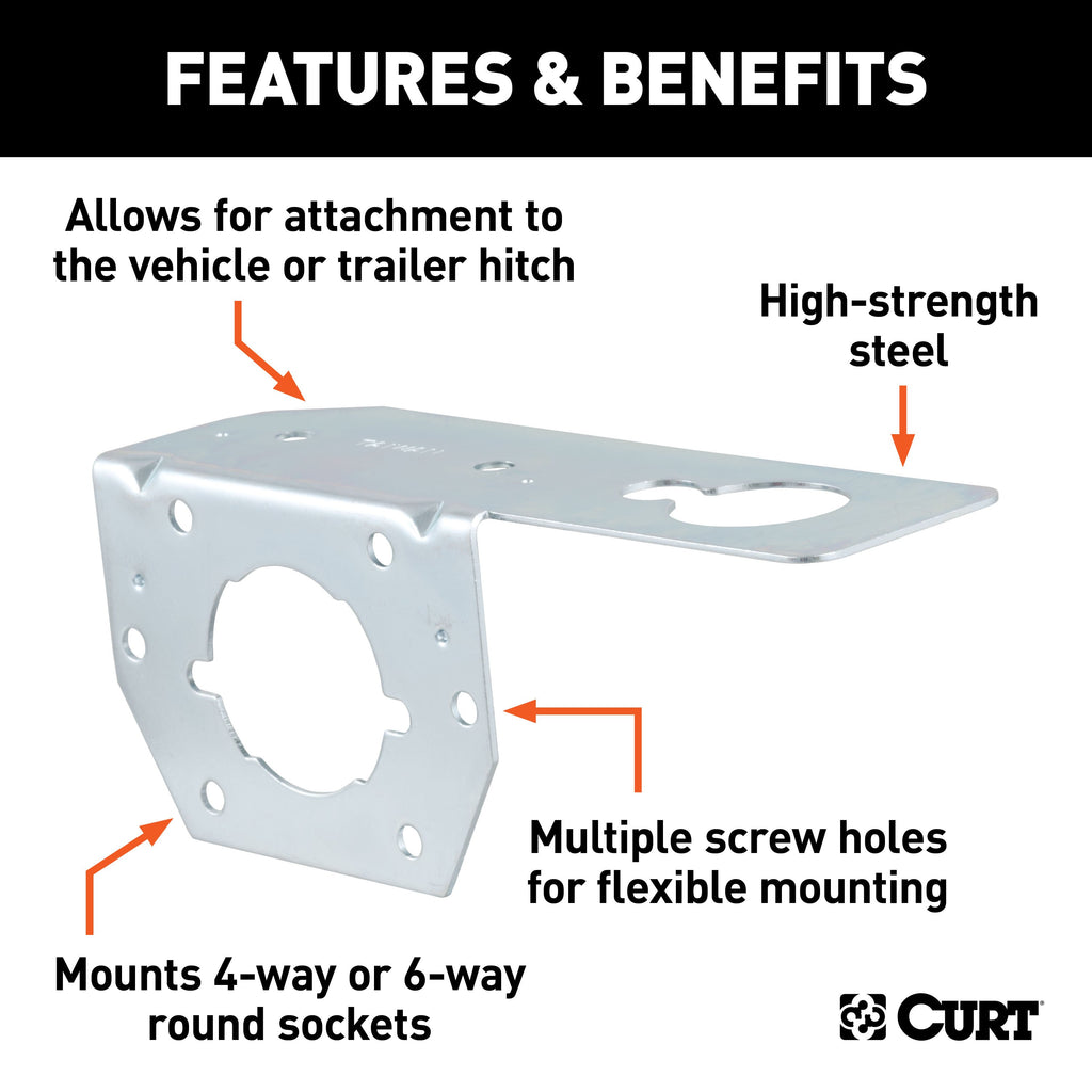 CURT 58210 Connector Mounting Bracket for 4 or 6-Way Round