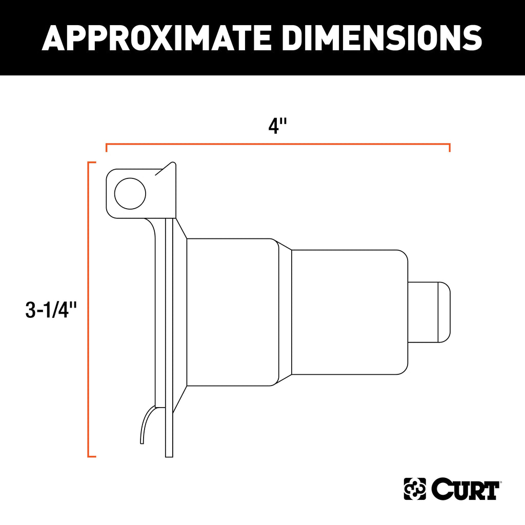 CURT 58220 7-Way RV Blade Connector Socket (Vehicle Side, Diecast Metal)
