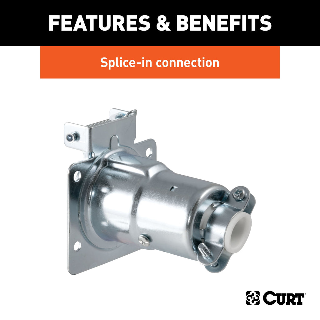 CURT 58220 7-Way RV Blade Connector Socket (Vehicle Side, Diecast Metal)
