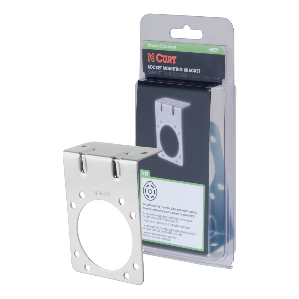 CURT 58231 Connector Mounting Bracket for 7-Way RV Blade (Zinc, Packaged)