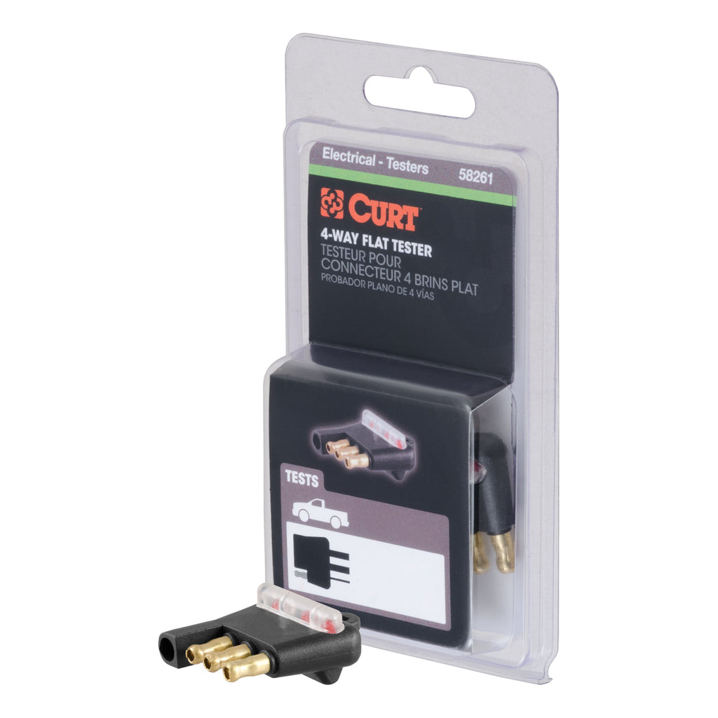 CURT 58261 4-Way Flat Connector Tester (Packaged)