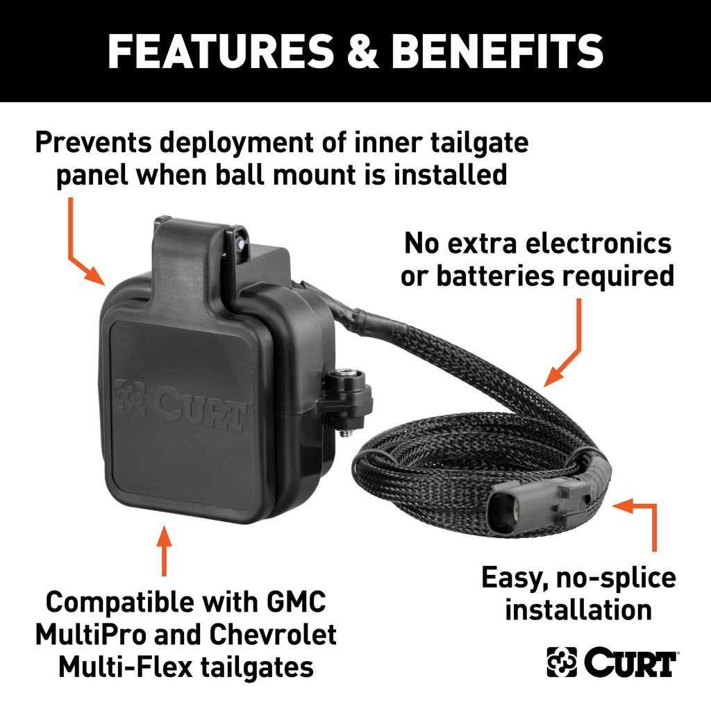 CURT 58267 Protective MultiPro / Multi-Flex Tailgate Sensor with 2" Hitch Cap