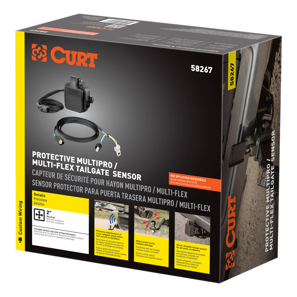 CURT 58267 Protective MultiPro / Multi-Flex Tailgate Sensor with 2" Hitch Cap
