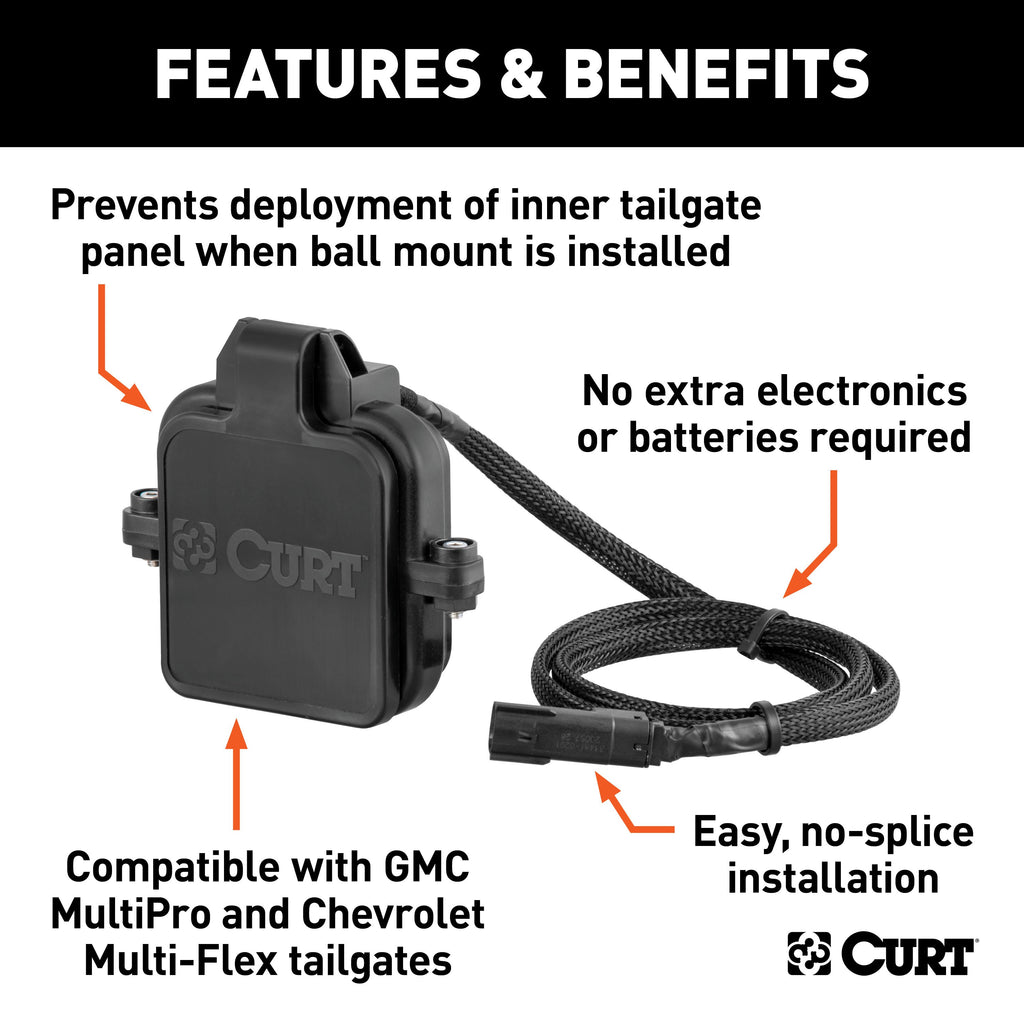 CURT 58268 Protective Tailgate Sensor, Fits Select GMC MultiPro, Chevy Multi-Flex
