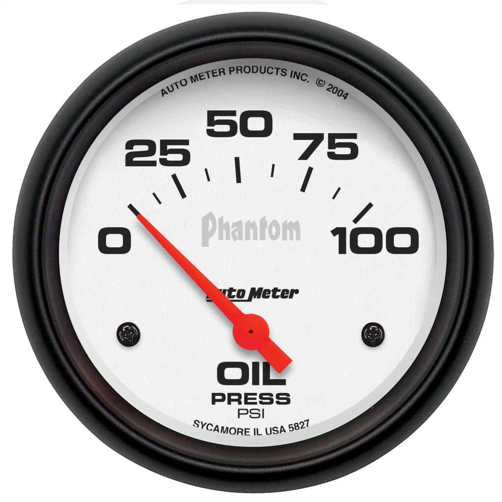 AutoMeter 5827 GAUGE, OIL PRESSURE, 2 5/8", 100PSI, ELECTRIC, PHANTOM
