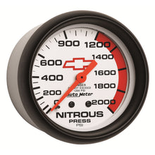 Load image into Gallery viewer, AutoMeter 5828-00406 GAUGE, NITROUS PRESSURE, 2 5/8", 2000PSI, MECHANICAL, CHEVY RED BOWTIE, WHITE