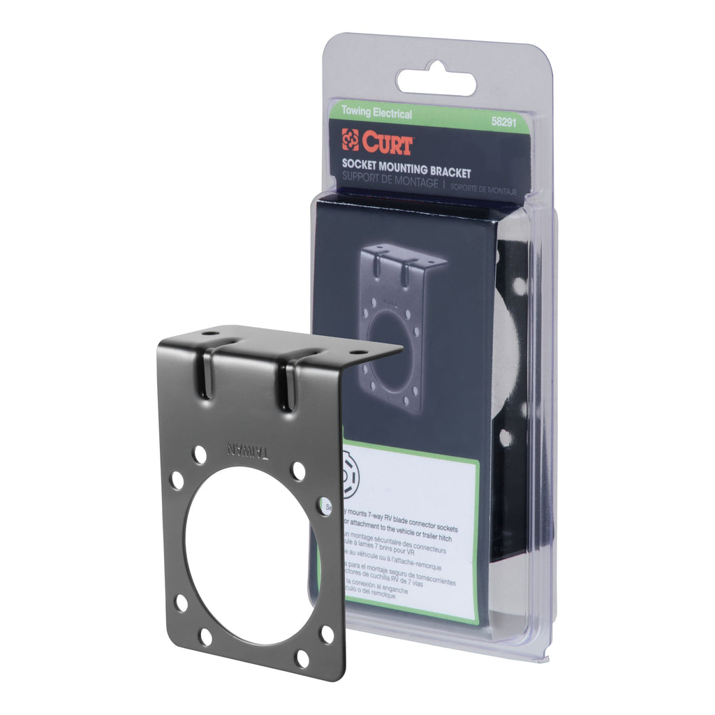 CURT 58291 Connector Mounting Bracket for 7-Way RV Blade (Black, Packaged)