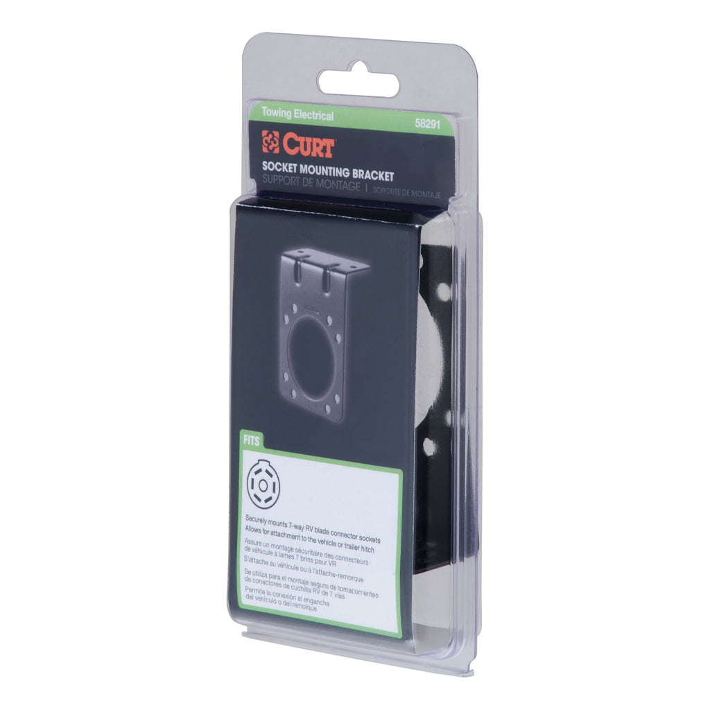 CURT 58291 Connector Mounting Bracket for 7-Way RV Blade (Black, Packaged)