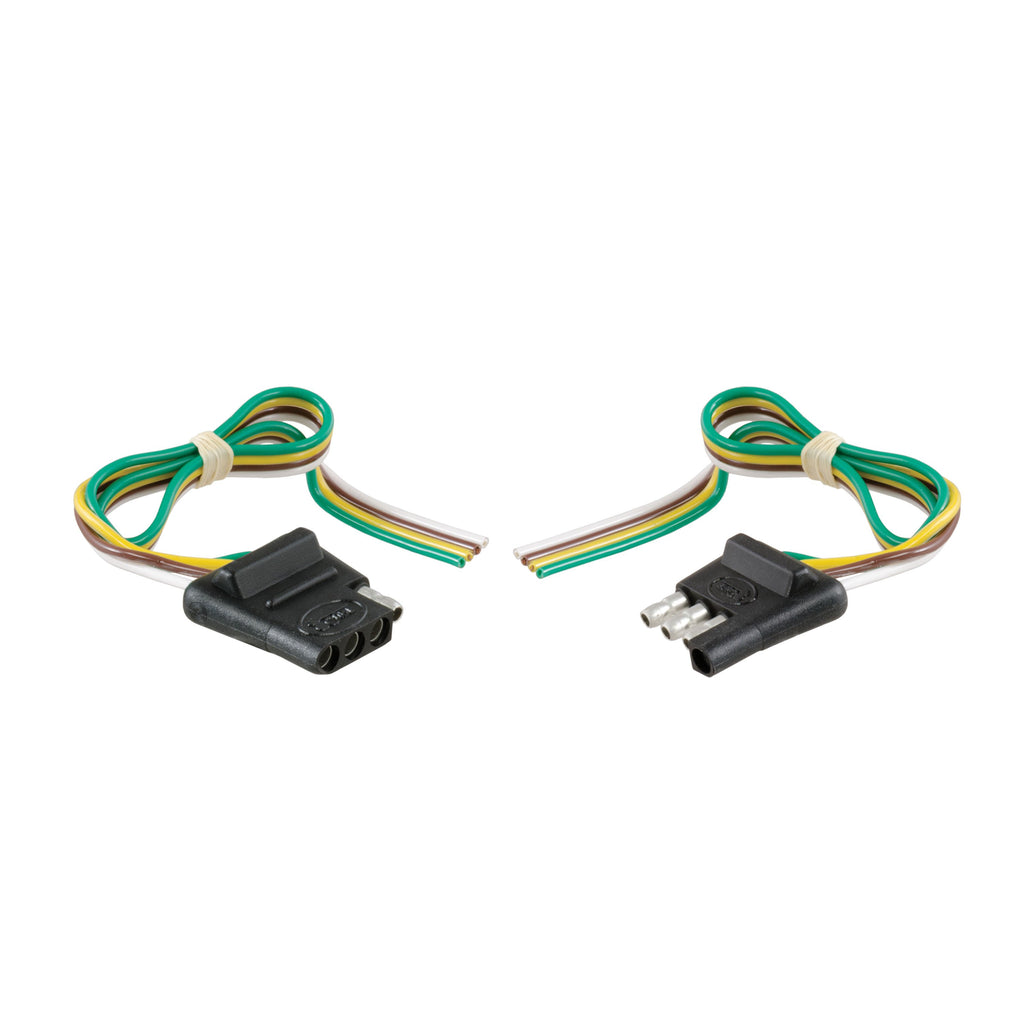 CURT 58304 4-Way Flat Connector Plug & Socket with 12" Wires Each (Packaged)