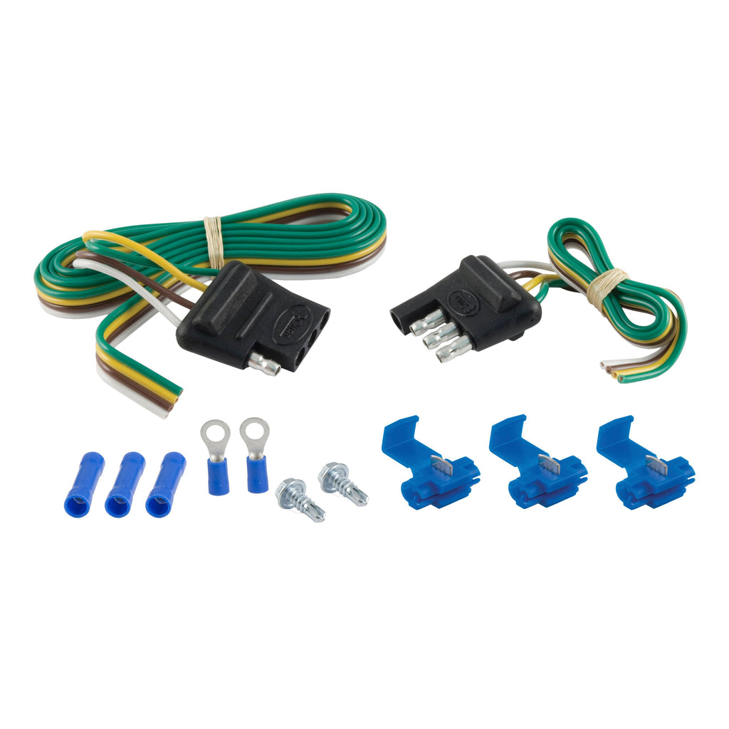 CURT 58305 4-Way Flat Connector Plug & Socket with 12" & 48" Wires & Hardware (Packaged)