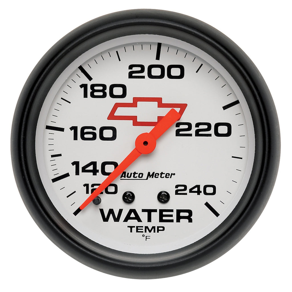 AutoMeter 5832-00406 GAUGE, WATER TEMP, 2 5/8", 120-240?F, MECHANICAL, CHEVY RED BOWTIE, WHITE