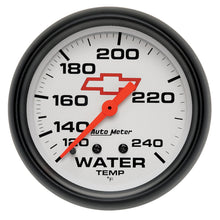Load image into Gallery viewer, AutoMeter 5832-00406 GAUGE, WATER TEMP, 2 5/8", 120-240?F, MECHANICAL, CHEVY RED BOWTIE, WHITE