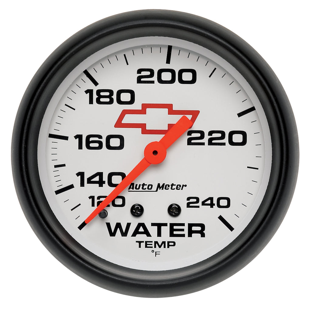 AutoMeter 5832-00406 GAUGE, WATER TEMP, 2 5/8", 120-240?F, MECHANICAL, CHEVY RED BOWTIE, WHITE